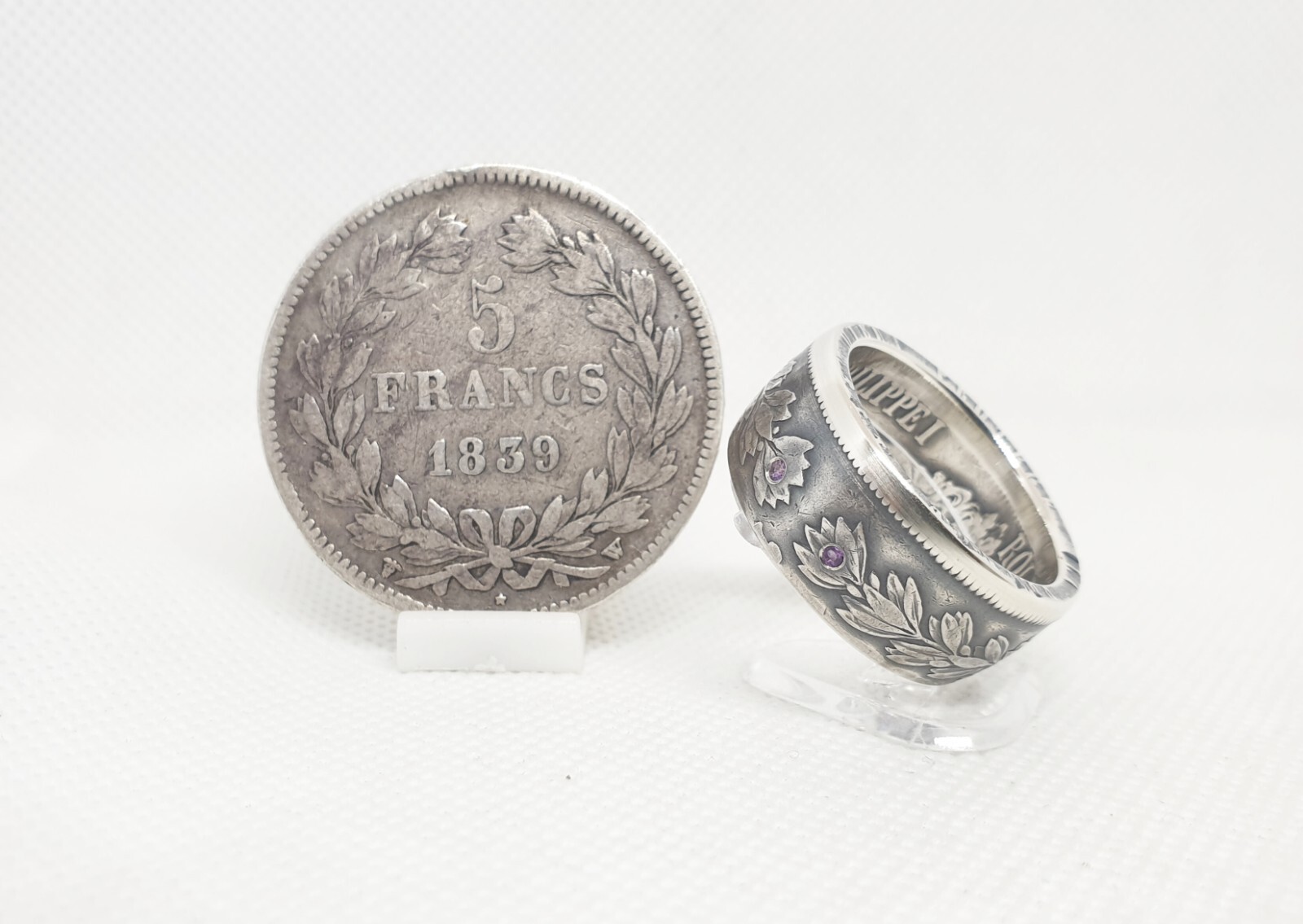 Bague Louis Philippe en argent et améthystes | Bijou d'exception taille 54