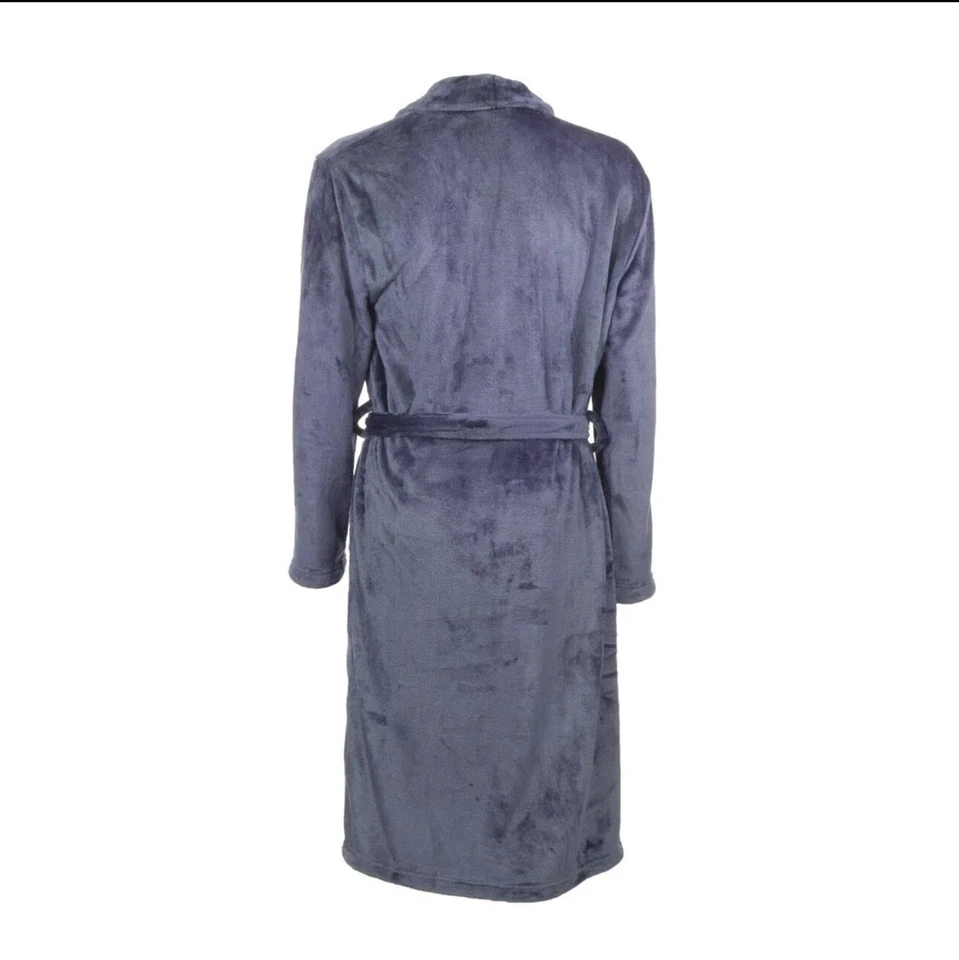 Acogedora bata de felpa polar para hombre, azul marino, grande/X-grande Foto 2 de 4