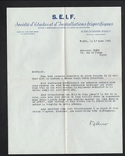 PARIS (I°) Société d'ETUDES & d'INSTALLATIONS FRIGORIFIQUES "S.E.I.F." en 1954