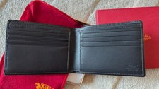 NEW IN BOX BOSCA Black Buffalo Cowhide Leather Bifold Wallet - ITALY
