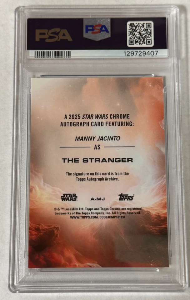 Manny Jacinto The Stranger Auto Blue /150 Debut PSA 9 MINT 2025 Star Wars Chrome - Image 2 of 2
