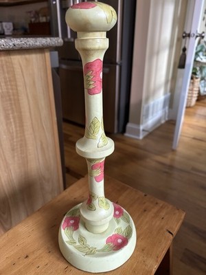 Vintage Hand Painted Wooden Hat Stand - Shabby Chic Pink Roses Floral Boutique