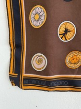 Foulard Carré Emanuel Ungaro – Pois Noir, Blanc Et Rose – Polyester, Bandana