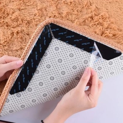 8PCS Non Slip Carpet Mat Grippers Rug Stickers Reusable Anti Skid Adhesive Pads