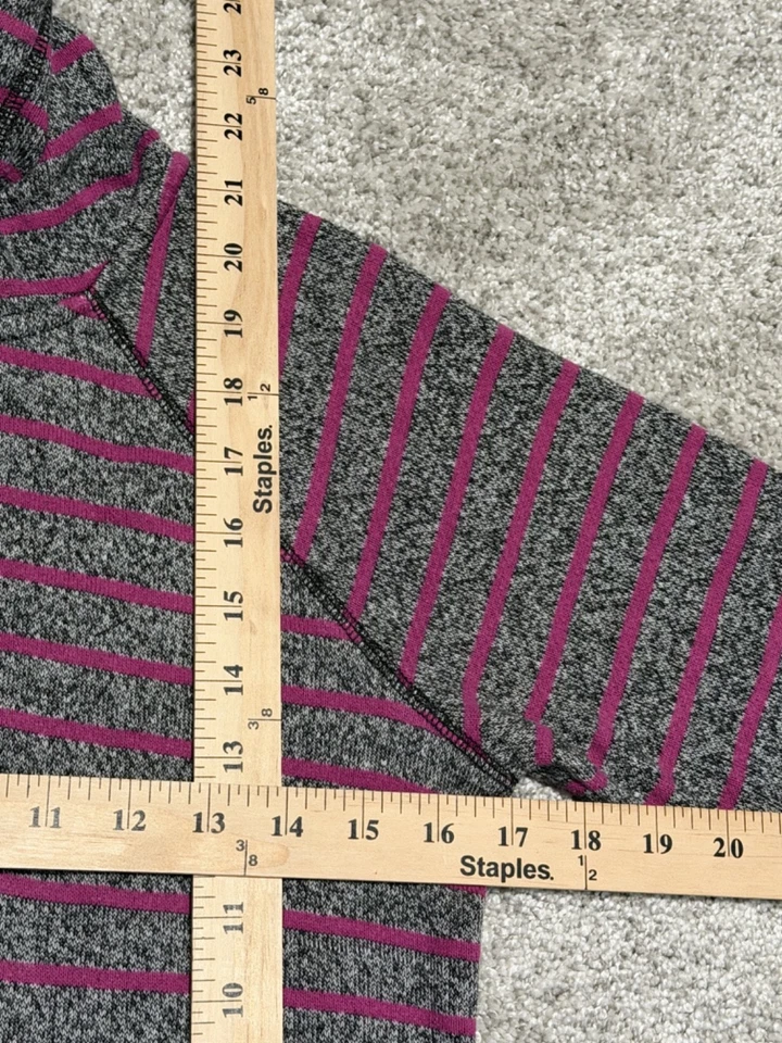 Nollie Women's Small Pink/Black/Grey Stripped Full Zip Up Hoodie W Pockets Y2K - Image 4 of 4