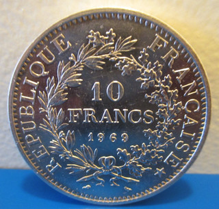 Pièce Argent de 10 Francs Hercule 1969