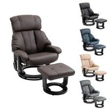 HOMCOM PU Leather Reclining Chair with Side Pocket and Remote Control