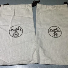 NEW Authentic HERMES Tweed Drawstring Storage Dust Bag 14X7.5   SET OF 2 FREE SH