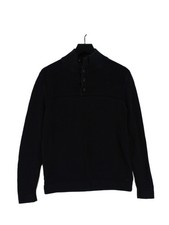 Guess Men's Jumper M Black 100 Cotton High Neck Pullover