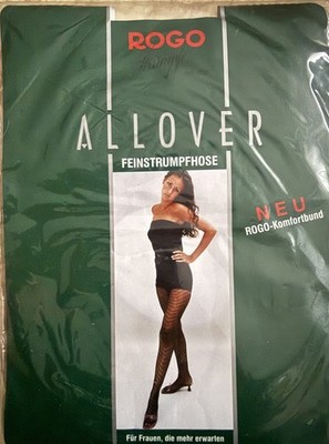 Damen Strumpfhose Gr. 38-40 Vintage ROGO Allover Muster 15 Den Neu OVP