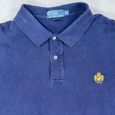 Polo Ralph Lauren Mens 2XB Big Navy Blue Crest Embroidered Pique Polo Shirt