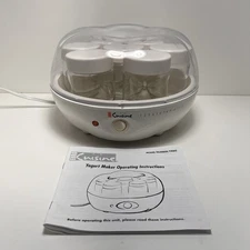 Euro Cuisine YM80 Electric Yogurt Maker with 7 Jars & Lids White Tested