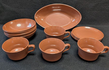Juego de platos de melamina marrón chocolate MCM vintage tazón de verduras platos tazas tazones