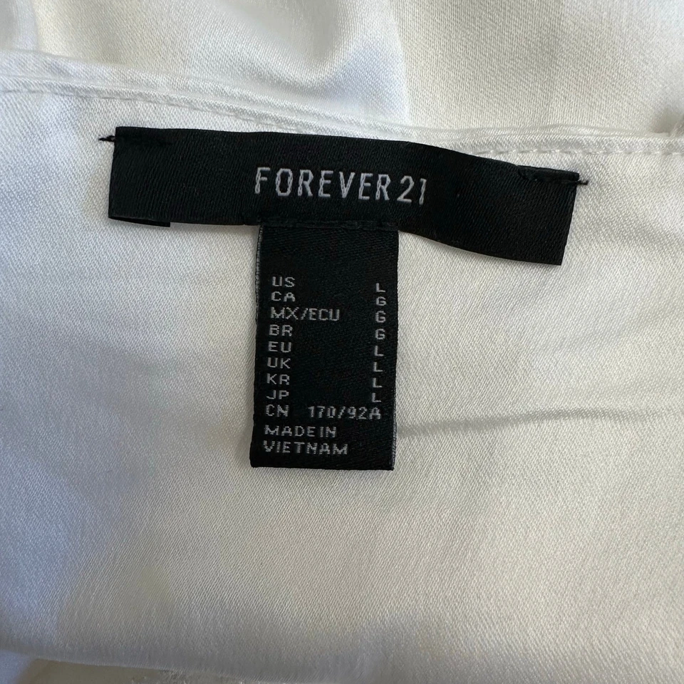 Vestido sin mangas Forever 21 blanco satinado busto de encaje mini vestido para mujer talla grande L” Foto 2 de 4