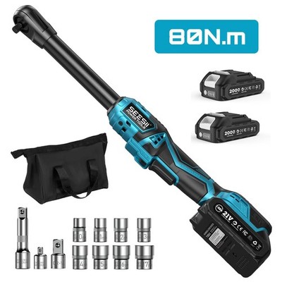 Seesii Cordless Extended Electric Ratchet Wrench 3/8'' Brushless 80NM 400RPM