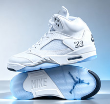 Jordan 5 Retro "White Metallic" 2026 High Top Men's Basketball Shoes