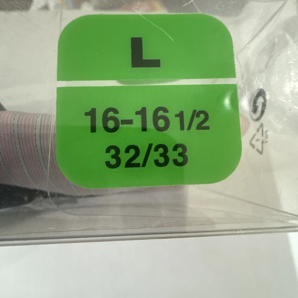 Camisa social listrada rosa/azul Ron Chereskin com gravata manga longa grande 16-16,5 NOVA - Imagem 4 de 4