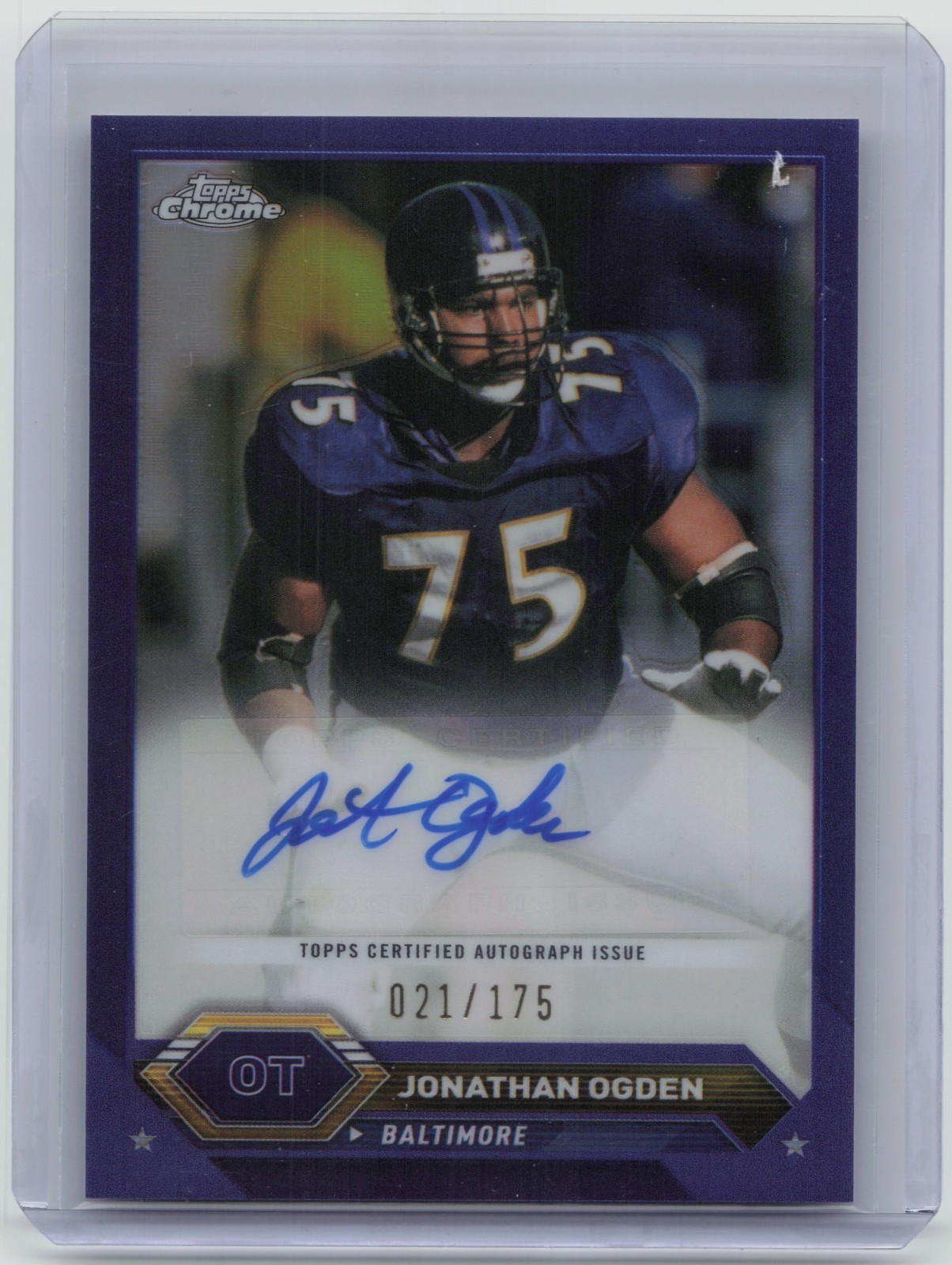 23 Composite Topps Chrome Autograph Jonathan Ogden TCA-JO Purple Refractor /175