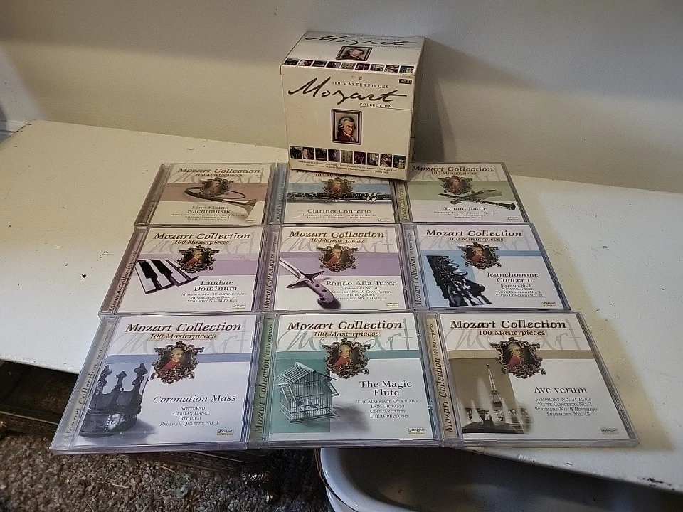 100 Masterpieces Mozart Collection ~ 9 CD Classical Music Boxed set (1 missing)  - Image 2 of 4