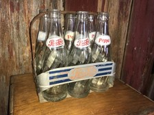 Vintage Pepsi Cola Metal Soda Carrier Holder 6pack w/bottles