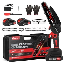6-Inch Mini Chainsaw, Cordless Handheld Electric Chainsaw with 2x 24V 4000mAh