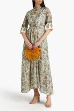 Tory Burch Printed Maxi Shirtress Dress Sz XS Indienne Canvas