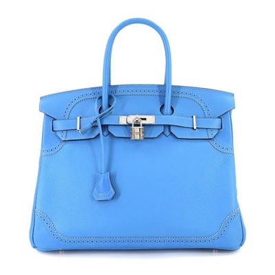 HERMES Birkin 35 Ghillies Taurillon Clemence Ever Farbe Blue Paradise 90314540