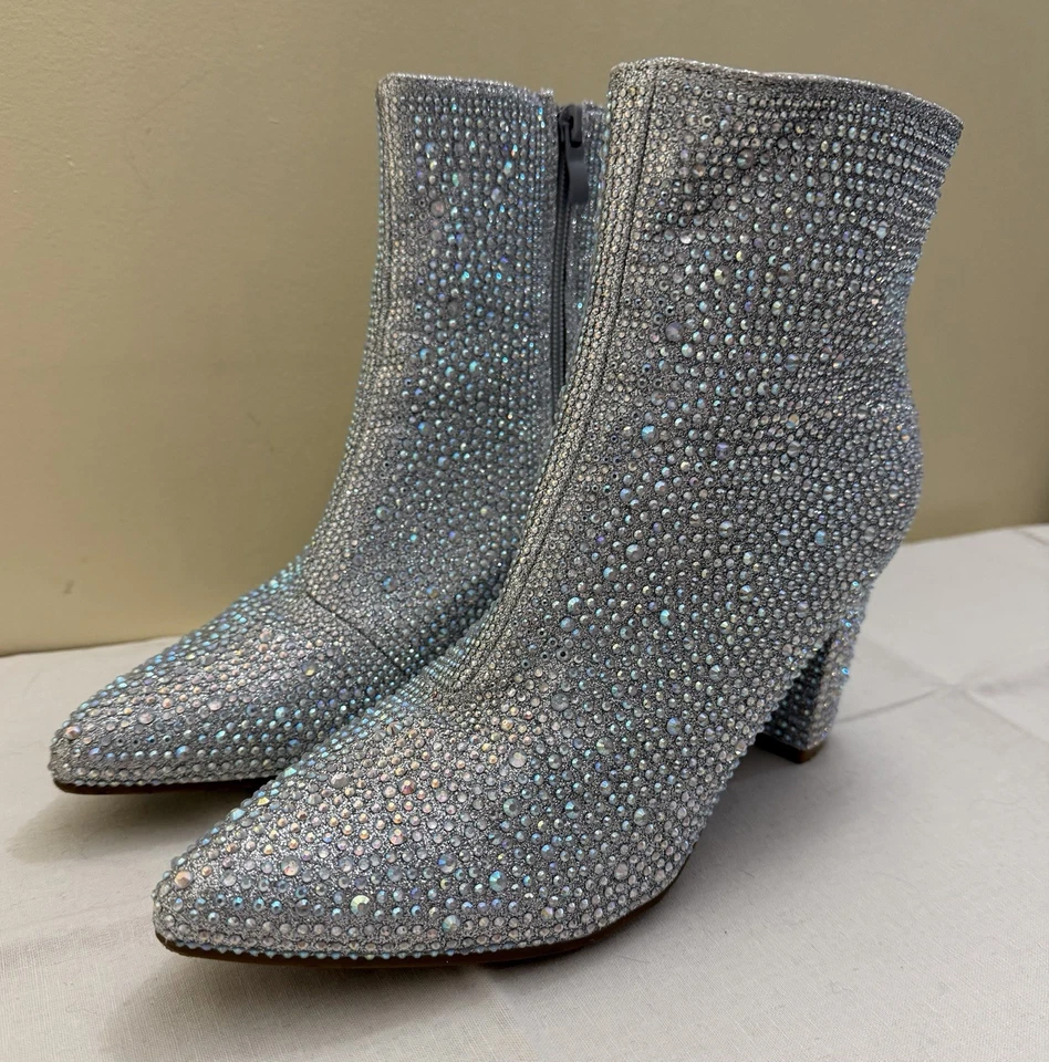 Botines occidentales Forever plateados brillantes estrás 8,5 vaquera Foto 2 de 4