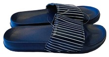 Mens Slip On Sport Sandals Slides Rubber Flip Flops Shower Slippers Navy Strip 9
