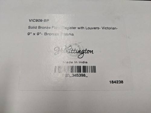 "Registro de piso de bronce liso de hardware de firma con persianas victorianas de 9"" x 9" - Imagen 7 de 7