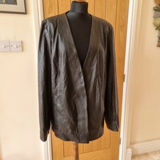 Marina Rinaldi Designer Leather Jacket Black Size 24/26