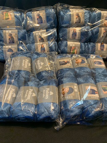 RETIRED Patons Metallic Yarn 23 skein lot Size 4 Nylon Acrylic Wool Blue Steel - Picture 2 of 6