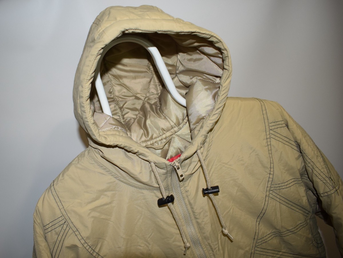 Supreme Zig Zag Stitch Hooded Puffy Jacket Beige Zip UP Logo Supreme Zig Zag Stitch Hooded Puffy Jacket Beige Zip UP Logo