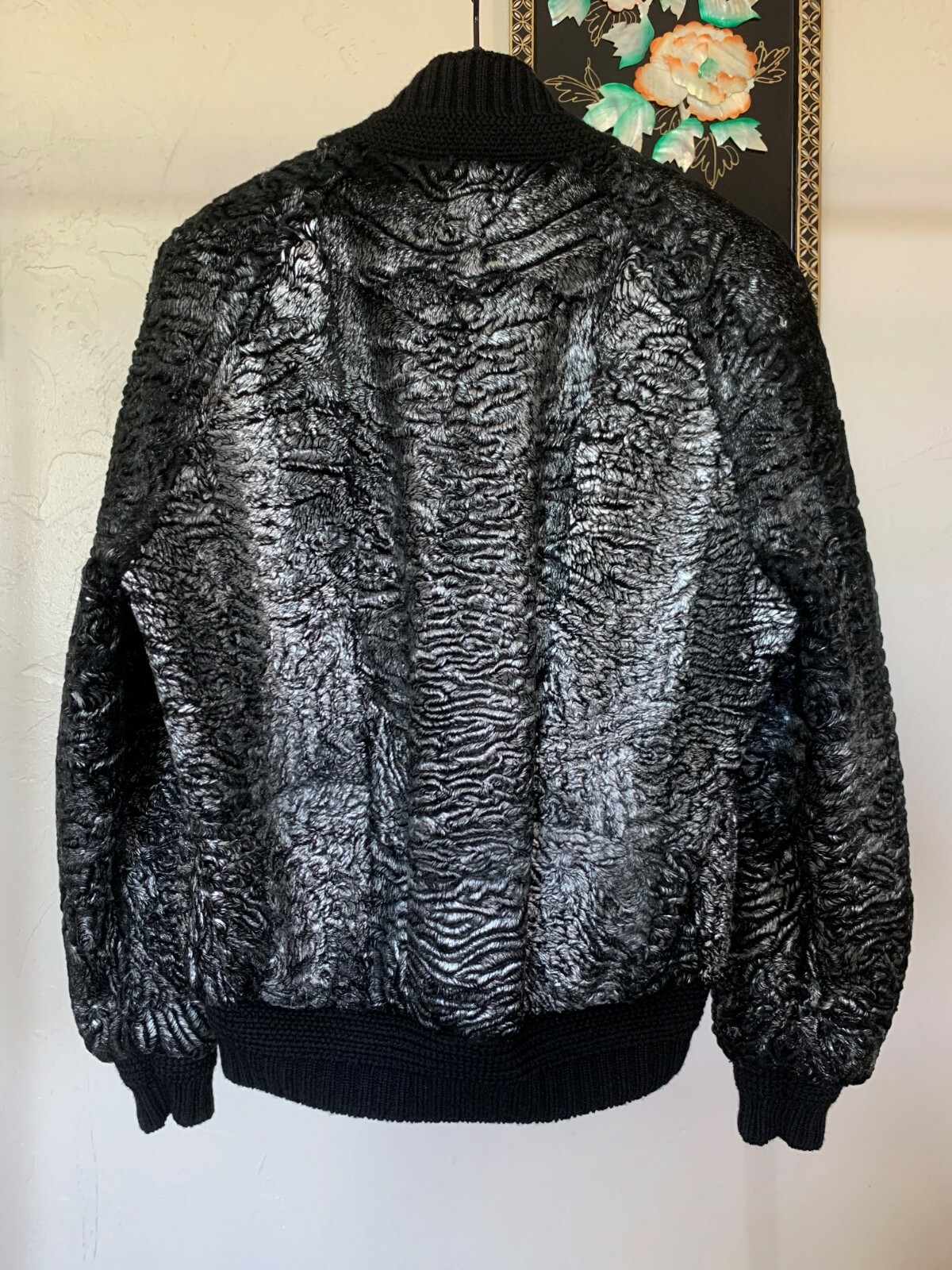 Giacca Bomber Saint Laurent Paris Ombre Metallizzata Pelliccia di Shearling Persiano Pelle