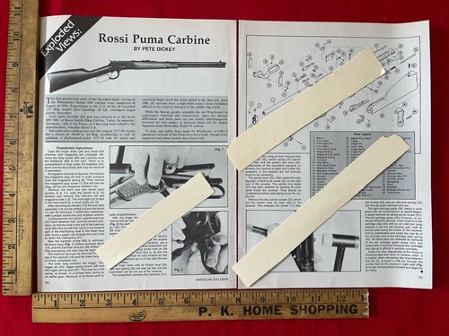 Rossi Puma Carbine Magazine Article/Print Ad Exploded Views Disassembly - Picture 2 of 2