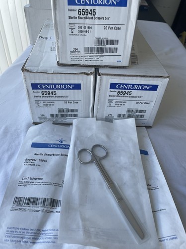 Centurion 65945 Scissors , Sterile sharp/ blunt scissors, 5.5”, 20/ box,(3 boxes - Picture 6 of 6