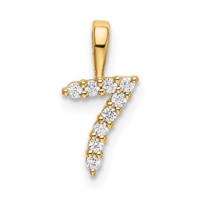 14k Gelbgold Diamant Zahl 7 Anhänger Geschenk für Mutter