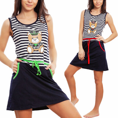 TOOCOOL BE-6459 Women Summer Bear Striped Underwear Nightgown Pajamas