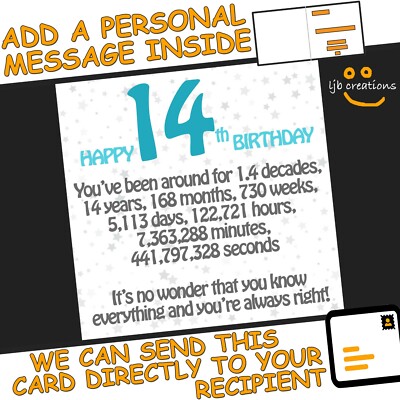 Biglietto Di Auguri Per Il 14&deg; Compleanno Per Ragazze, Divertente Look Up From Phone Joke