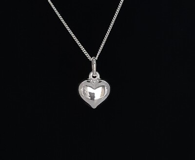 925 Sterling Silber massive Herz Halskette an 46 cm Sterling Silber Panzerkette