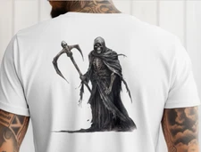 Grim Reaper T-Shirt | Dark Gothic Skull Scythe Graphic Tee | Halloween Shirt