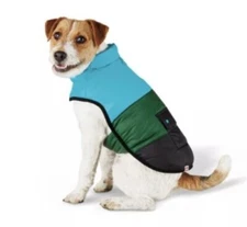 LEGO Collection, Dog Puffer down Jacket fleece lined, LARGE Teal/Green/Black