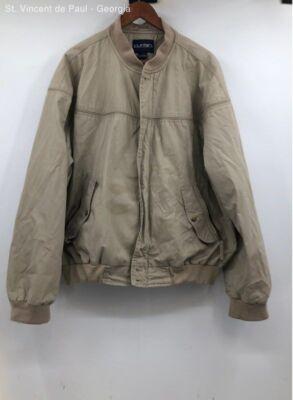 Puritan Khaki Vintage Zip Up Mesh Lined Bomber Jacket - Size