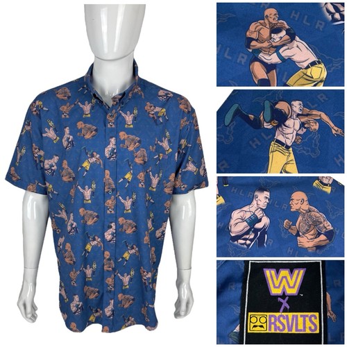 RSVLTS Hombres 2XL Camisa WrestleMania John Cena The Rock WWE Cambio de Guardia Usada en Excelente Condición - Imagen 1 de 13