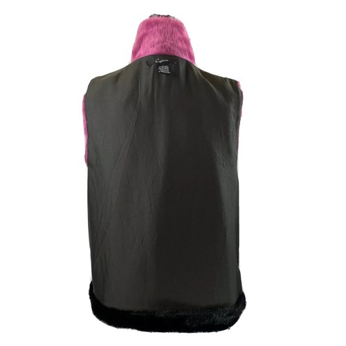Cejon Damen Fun Pelzweste Magenta Schwarz Ombre Groß Kunstfell Vegan EUC - Bild 5 von 8
