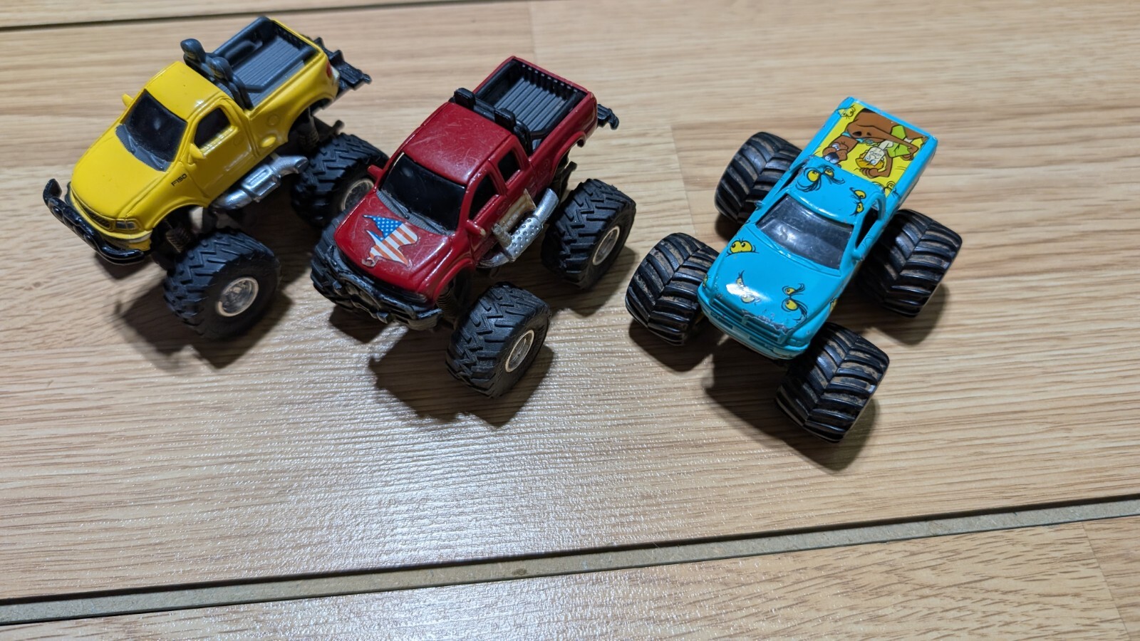 Funrise Stampeders Monster Trucks Lot Of 3 Ford F Series Chevy Silverado Scooby