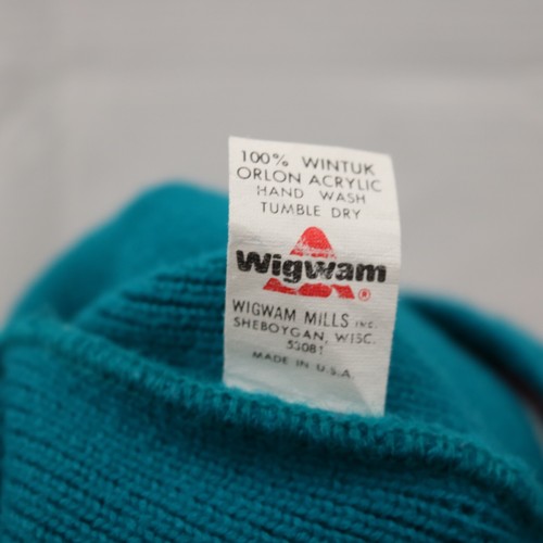 Vintage Wigwam Mills Ski Cap Beanie Green Winter Wear Made in USA - Picture 4 of 6