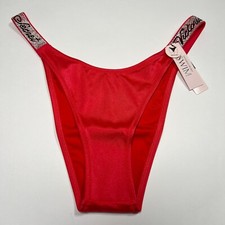 Victoria Secret XS Brazilian Bikini Bottom Shine Strap LOGO Strawberry Pink
