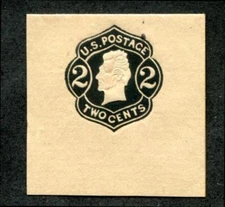 U.S. W47 Cut Square, 2c Black Jackson, dark manila