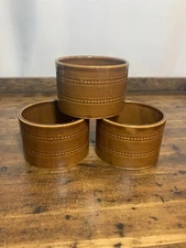 OVER AND BACK Yellow Ware / Brown Glazed Stoneware Ramekins / 3 5/8" / Set Of 3